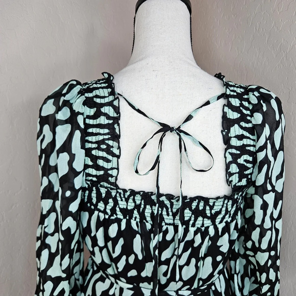 Diane Von Furstenberg Womens Black & Green Animal Print Mini Dress Sz XXS - Picture 8 of 13